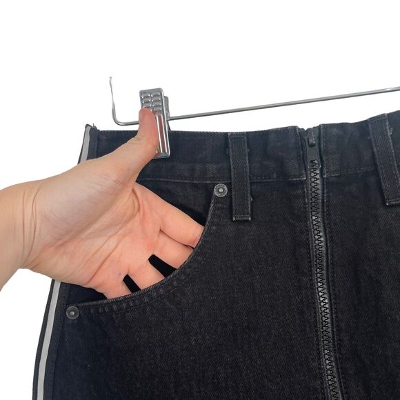 Carmar Beatrice Zip Front Black Denim Mini Skirt Y2K Festival Boho Womens 24 - Picture 2 of 7